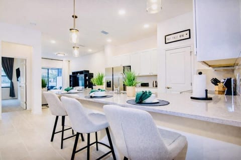 Modern kitchen with sleek breakfast bar