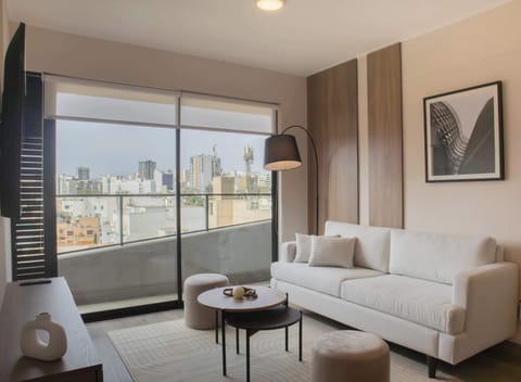 Bright room with city view