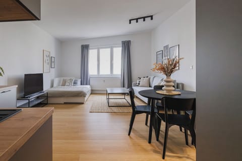 Cozy living room with fully equipped kitchen for your comfort stay