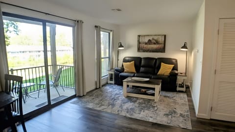 Living area with access to back deck