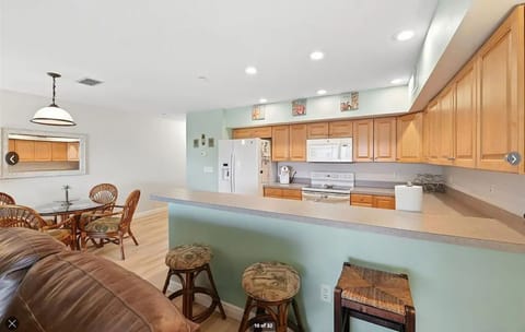 View of kitchen from living area