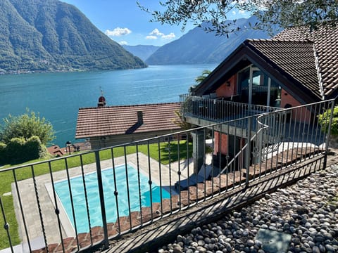 A pool and a view.