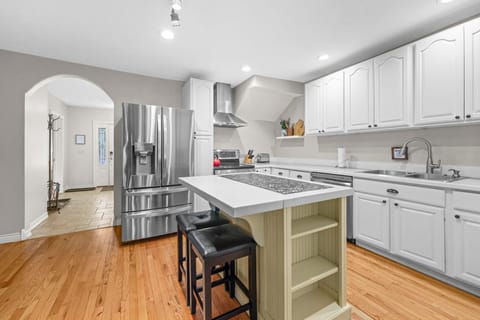 Fully stocked kitchen with island