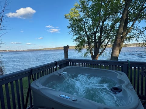 Hot tub with river view