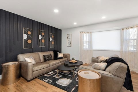 Stylish Living Room w/ Leather Lot of Light