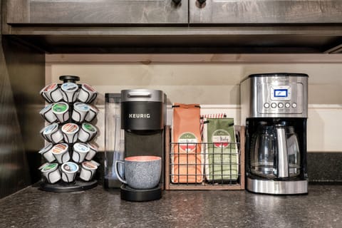 Kitchen is fully stocked, with every pot/pan you could ever need, to a wide variety of coffee, tea, and other snacks. Enjoy complimentary homemade baked good upon the arrival of each guest.