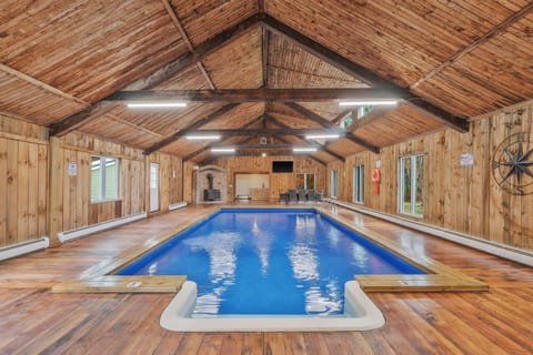 INDOOR heated pool-open year round- with fitness room, full bath and kitchenette