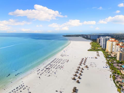 Direct access to beautiful, huge, white sand Marco Island Beach