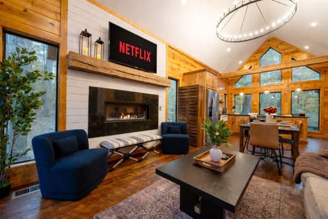 Enjoy the TV and fireplace from the comfort of the couch.