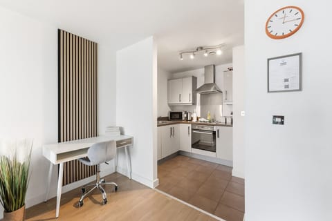 Work desk - perfect for those working or studying from home. There is free and fast wifi throughout the apartment.