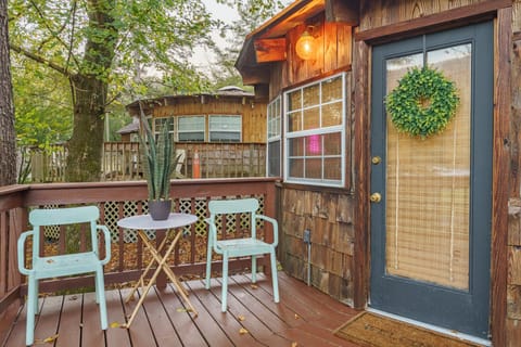 Exterior of the Yurt is tastefully stained and sealed with a fresh coat deck

