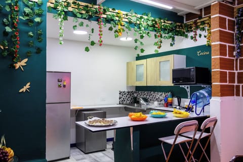Shared fridge, microwave, electric kettle