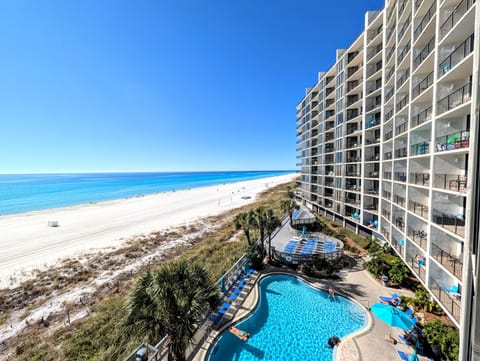 Gulf front balcony with stunning beach and pool views