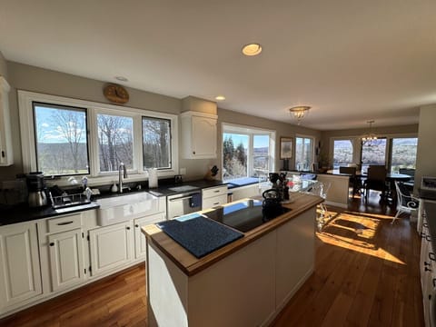 Updated kitchen with views of the lake