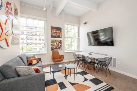 The main living spaces offer a sleeper sofa and breezy, open flow – ideal for meals & movie nights​. 