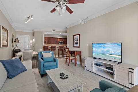 Living room with flat screen