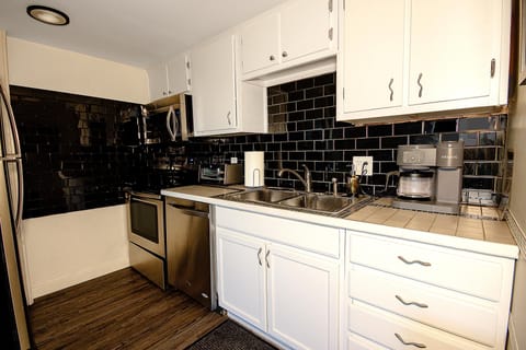 Kickstart your mornings with coffee brewed from either the drip-style or Keurig coffee maker.