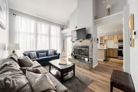 Unwind in a warm, modern living space designed for families and groups.