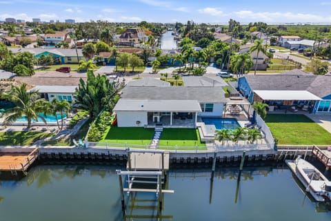 [Aerial view] Waterfront property with private dock