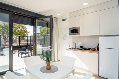 MAR STUDIO-TERRAZA-VISTA PLAYA | Private kitchen | Full-size fridge, microwave, stovetop, espresso maker