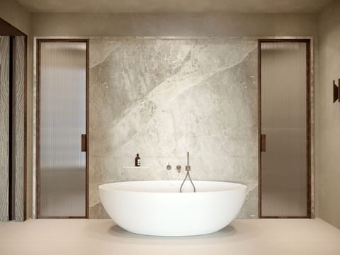 Signature Suite with Private Heated Pool | Bathroom | Eco-friendly toiletries, hair dryer, slippers, towels