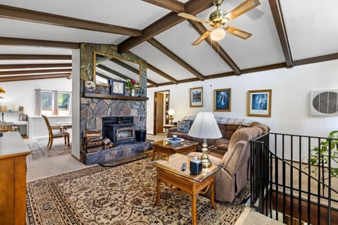 Living Room | Wood Burning Stove | Vaulted Beam Ceiling