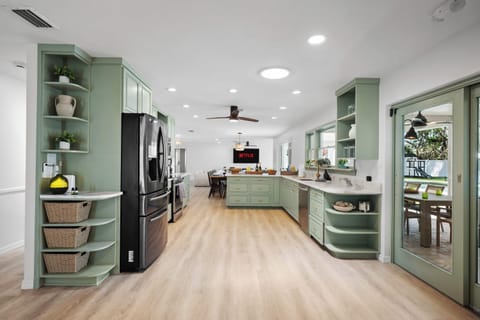 Spacious kitchen with island seating and open floor plan