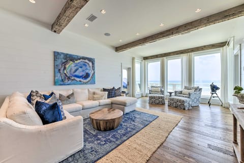 Elegant Living Room with Breathtaking Views of the Gulf.
