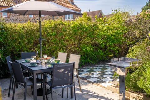 There is a giant chessboard in the garden