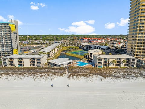 small, beachfront complex with less crowds to fight for space in the sand