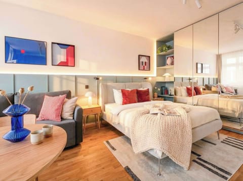 Beautiful bright apartment with huge mirrors and windows