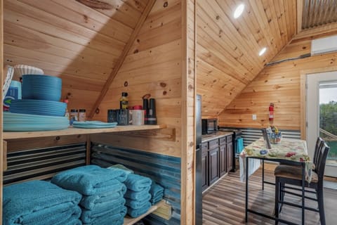 Thoughtfully stocked with fresh towels and kitchen essentials for your stay!