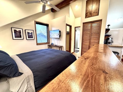 The high pitched roof gives the space a open and airy feel.