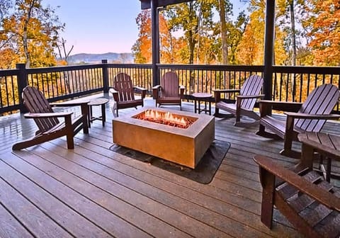 Enjoy warm fall days and cool evenings from the upper deck overlooking the mountains