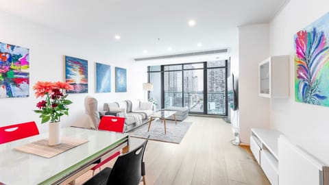 Open-plan living and dining area with plenty of natural light