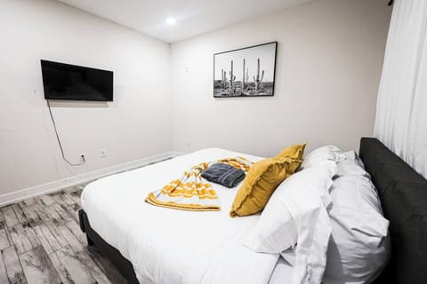 Rest easy in this peaceful, well-appointed bedroom.


