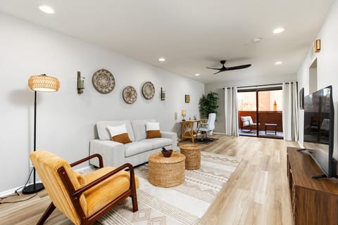 Spacious living room with cozy seating and natural light