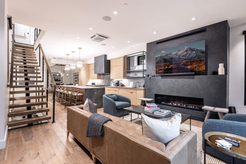 Luxury Living Room • Cozy Fireplace