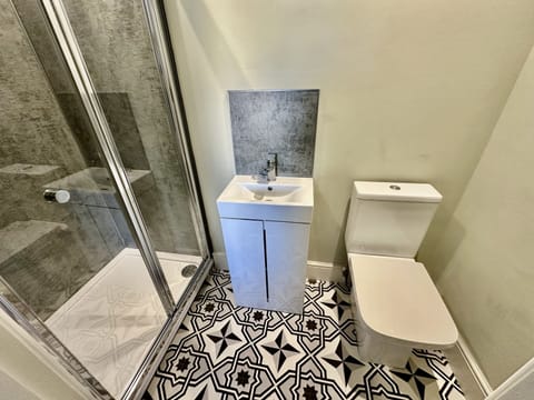 Shower, free toiletries, hair dryer, soap