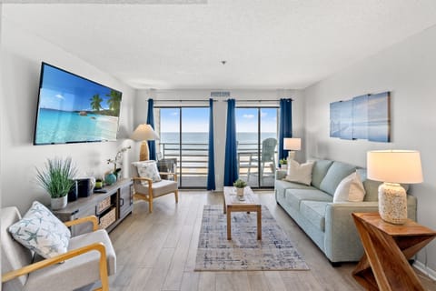 Oceanfront Living Room with balcony access