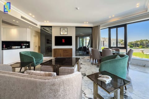 Basic Apartment | Living area | 65-inch TV with satellite channels