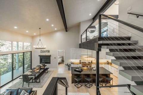 Open kitchen and dining area with space to cook, eat, and hang out as a group.