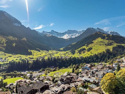 Sun-filled mountain view