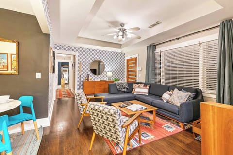 Soft lighting enhances the comfortable ambiance.

