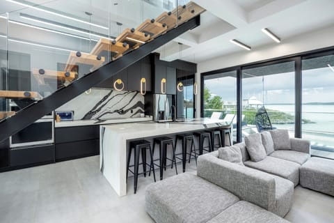 Floating stairs and custom finishes