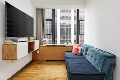 Stretch out on the plush sofa for movie nights in comfort