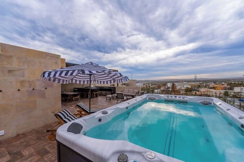 Relaxing hot tub with beautiful views.