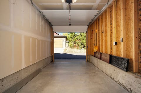 Free parking for 1 car in our garage + plenty of space for gear storage