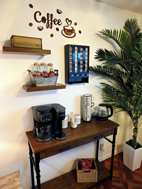 Enjoy complimentary caffeinated/decaf coffee, tea, hot chocolate, and biscotti.