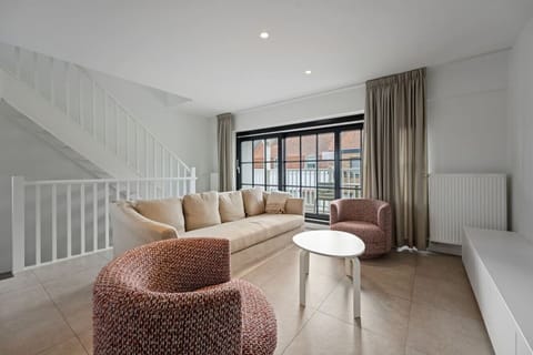 Spacious living room with smart tv